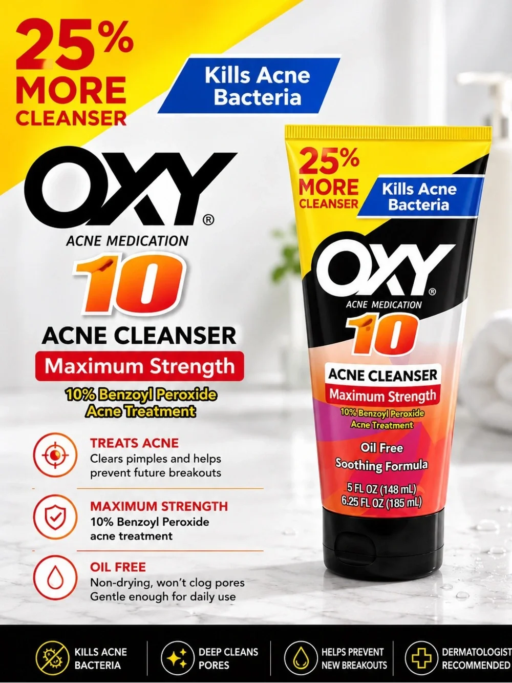 OXY Acne Cleanser Maximum Strength - Yellow/Black